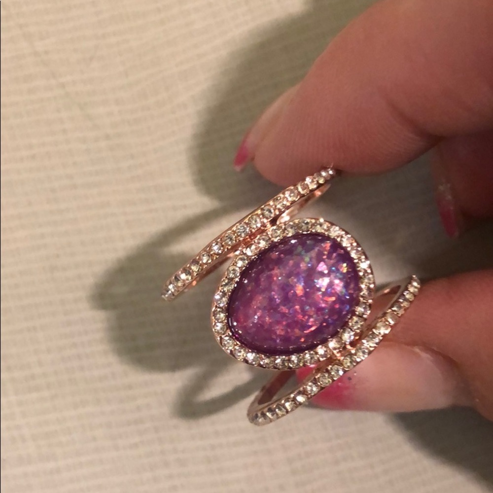 Rose gold plated Purple moonstone ring size 10